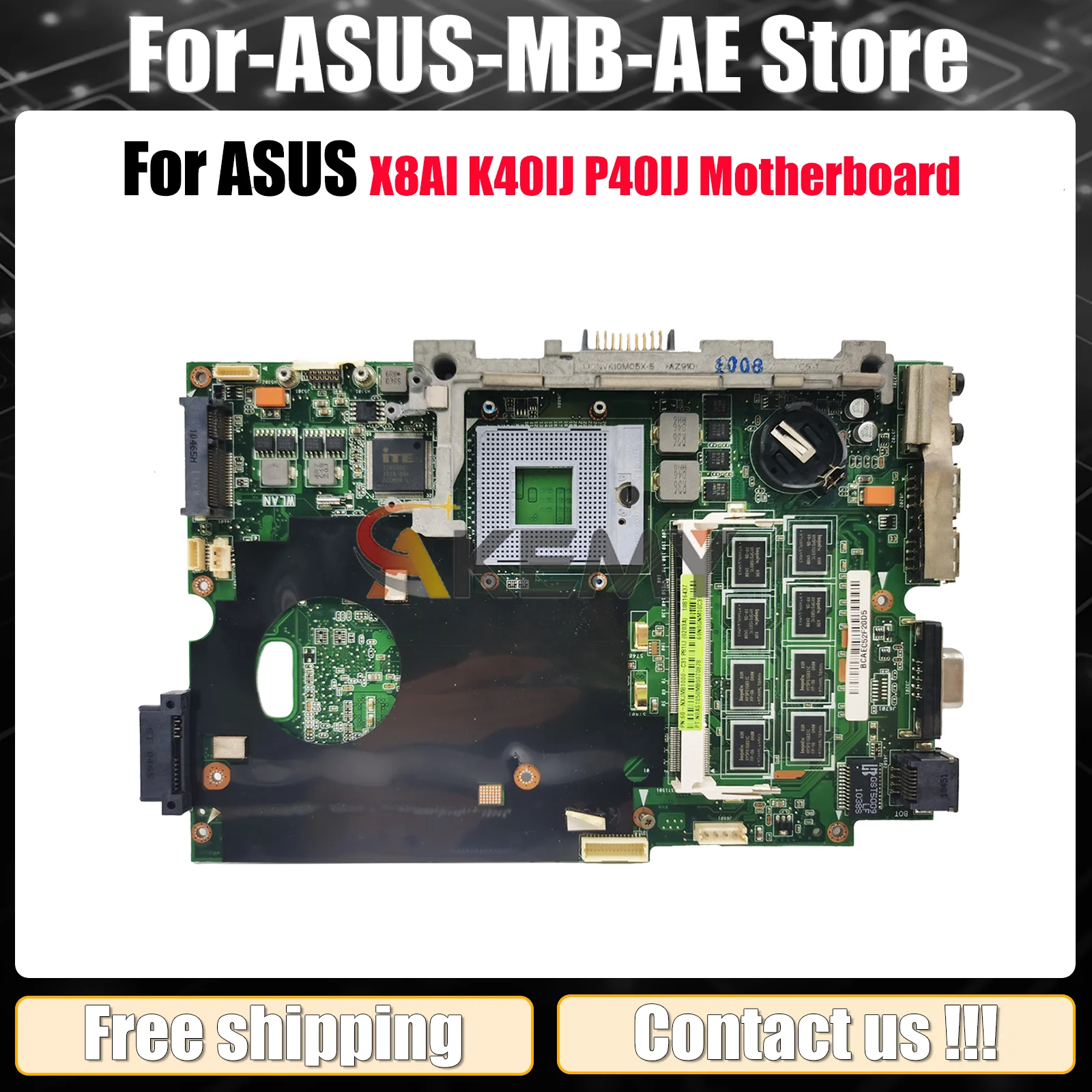 

K40IJ Laptop Motherboard For ASUS K40ID X8AI K40IE K40I K40IN K40IJ Notebook Mainboard 100% tests OK fast shipping Top quality