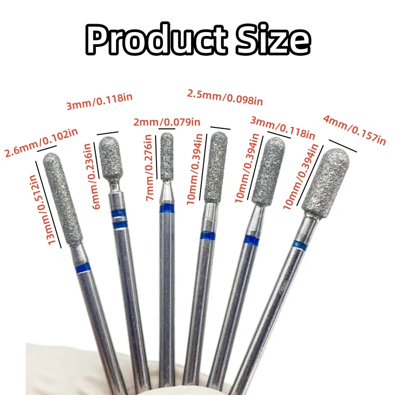 1Pcs Medium Grit Size Diamond Nail Drill Bit Smooth Top Blue Circle Removal Dead Skin Nail Bit For Machine Tools Cuticle Nails