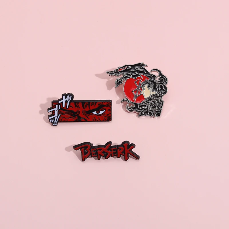 Cartoon Anime Warrior Enamel Pins Red Branded Sword Berserk Alloy Brooch Badges Fashion Gothic Lapel Jewelry Gift For Friends