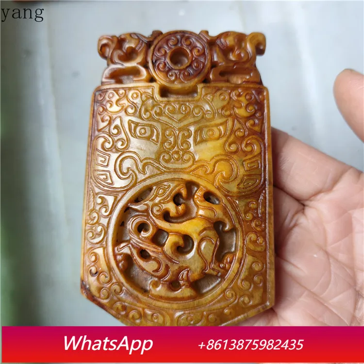 CX antique and old handicrafts Xiuyu animal face Qinglong token small handle pendant
