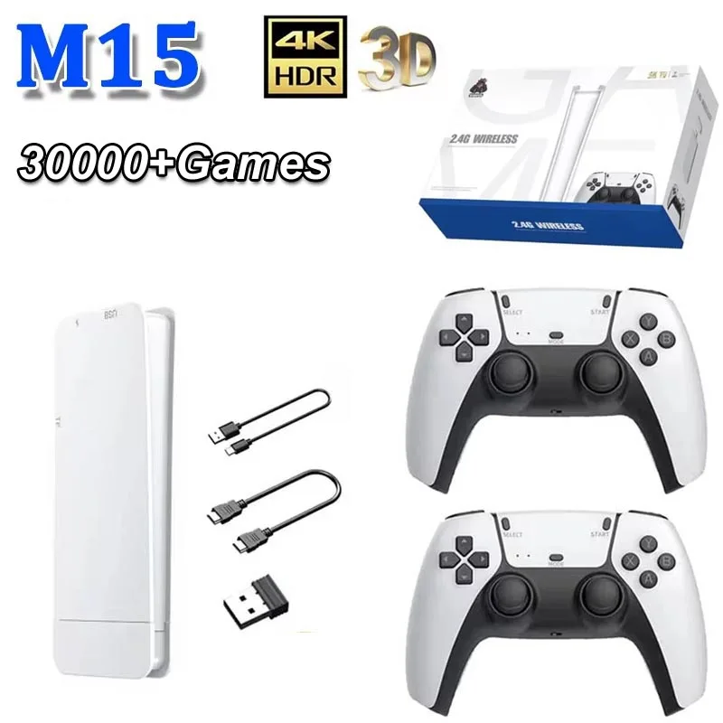 M15 لعبة عصا 128G 4K HD TV لعبة فيديو وحدة التحكم المدمج في 30000 ألعاب وحدة تحكم لاسلكية غمبد ريترو يده لعبة لاعب