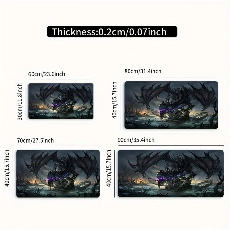 Dark Shadow Dragon Extended Mouse Pad Non-Slip Rubber Base Thick Cushioning Gamer Desk Mat