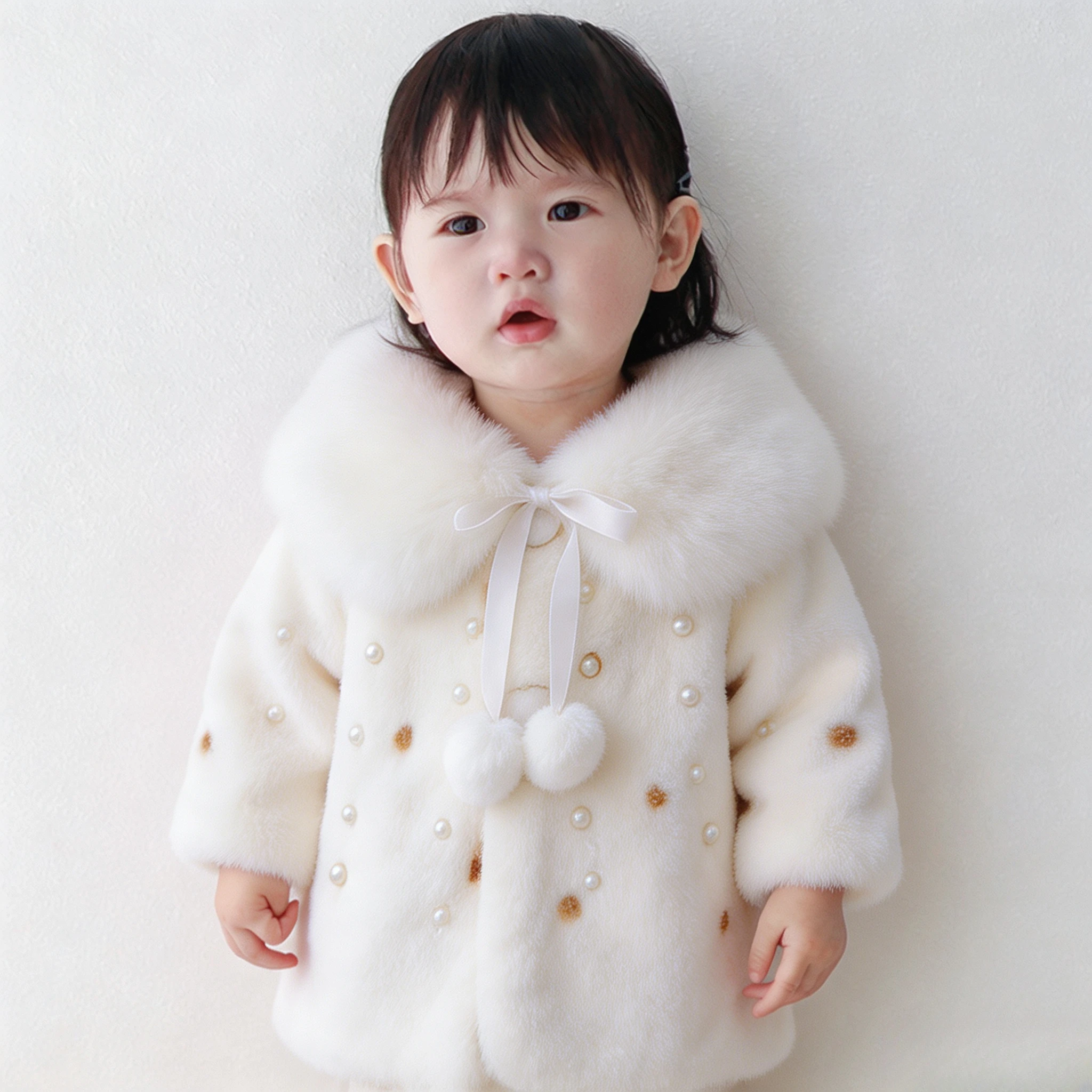 2026 Winter 0 To 4 Years Girls Warm Cape Baby Fleece Lined Coat Medium Thick Girls New Style Winter Coat
