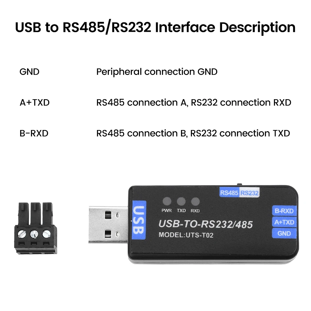 Industrial USB to RS485/232 Converter CH343G Chip Bidirectional Half Duplex Serial Port Line Converter Communication Module