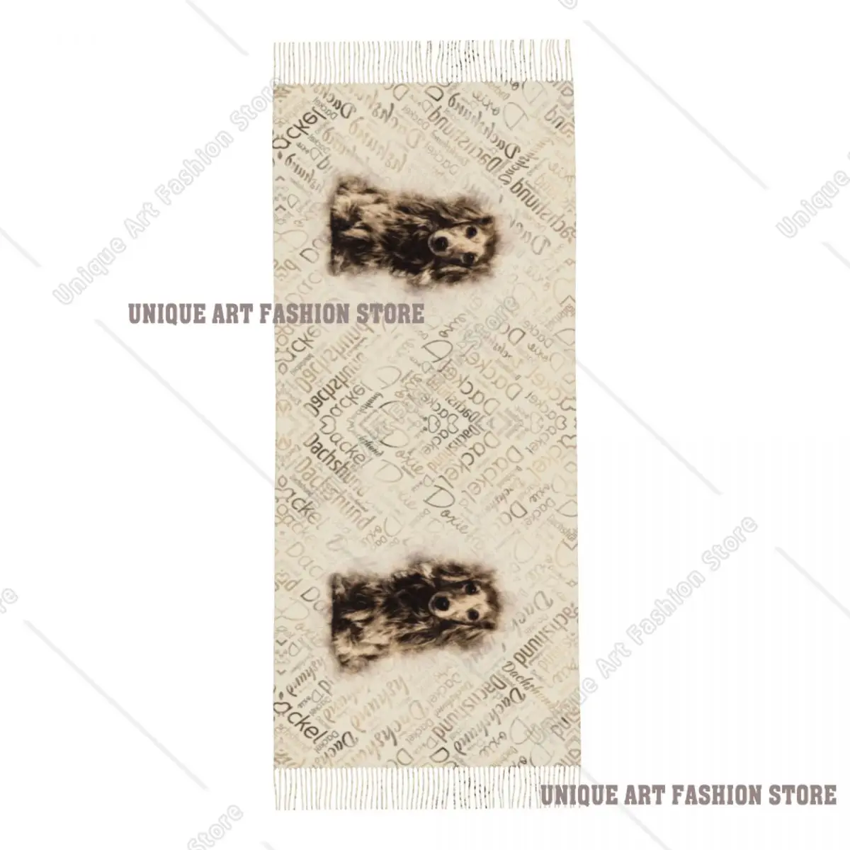 Szalik z nadrukiem długowłosego jamnika dla kobiet i mężczyzn, ciepły zimowy szal, szaliki z motywem jamnika, szaliki z motywem kiełbasy, szaliki z motywem wienera.