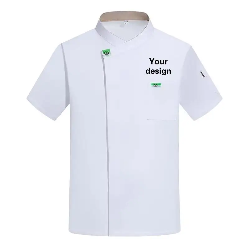 Summer Breathable Short sleeve Chef Uniform Work Uniform Men Women Embroidery Name Print Logo Shirt Jacket Cake Shop Kitchen