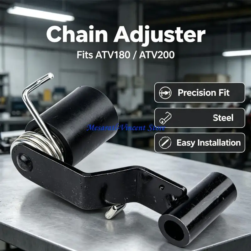 A70F Chain Guide Roller Bracket Set with Spring Roller Tensioner for ATV180/200 Drive Chain Maintenance, Single Black