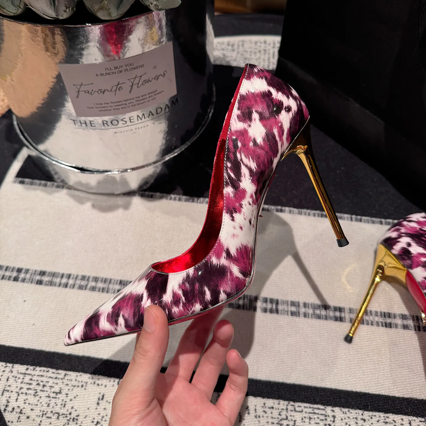 New versatile color blocked light mouth camouflage comfortable and fashionable high heels for commuting and banquets