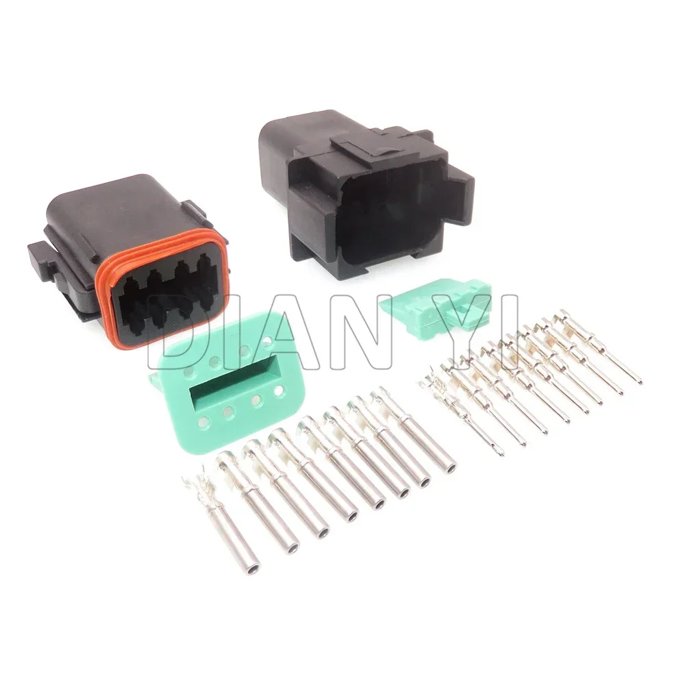 1 Set 8 Way AC Assembly Auto Connector With Terminal Automobile Engine Wire Cable Waterproof Socket With Cables DT04-8P DT06-8S