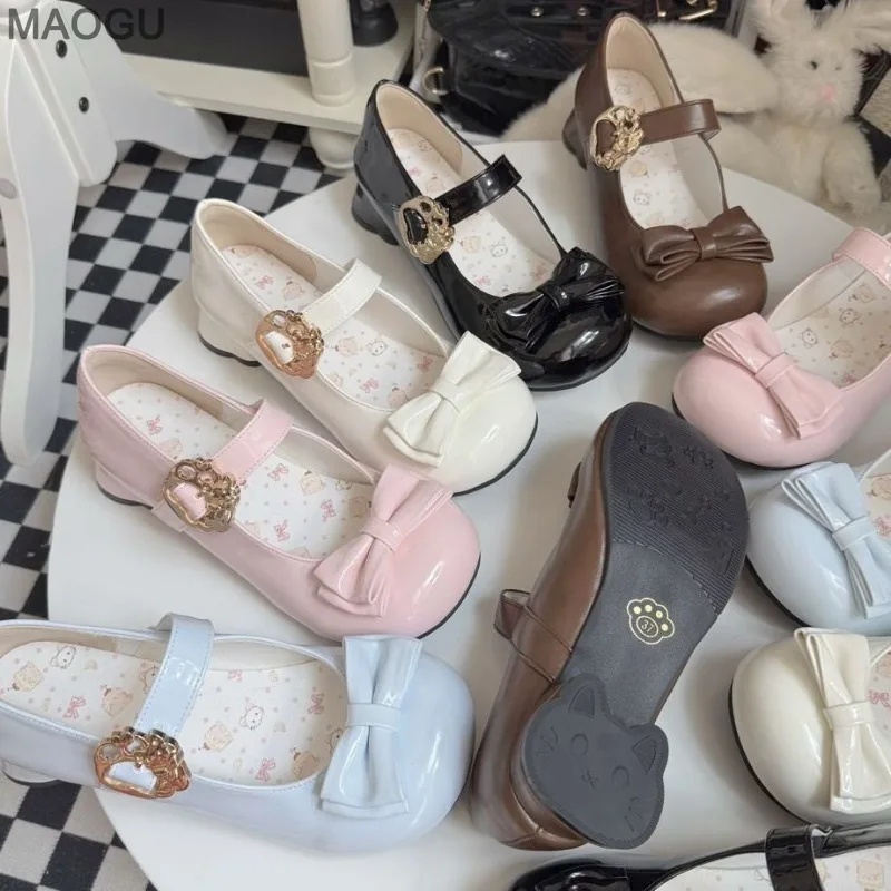 

Туфли в стиле Лолита для женщин с круглым носком и бантом Мэри Джейн, милые женские туфли-лодочки на низком каблуке весна-лето, Zapatos De Mujer, размер 35-40