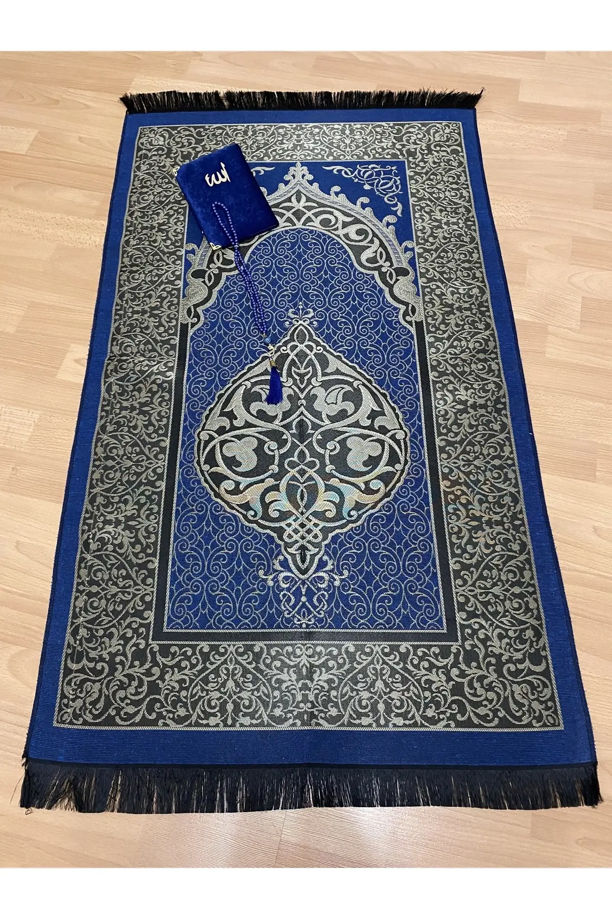 

DOLBOVI gift bohstolen taffed navy blue Seccade, Yasin, rosary set Meditation Rug