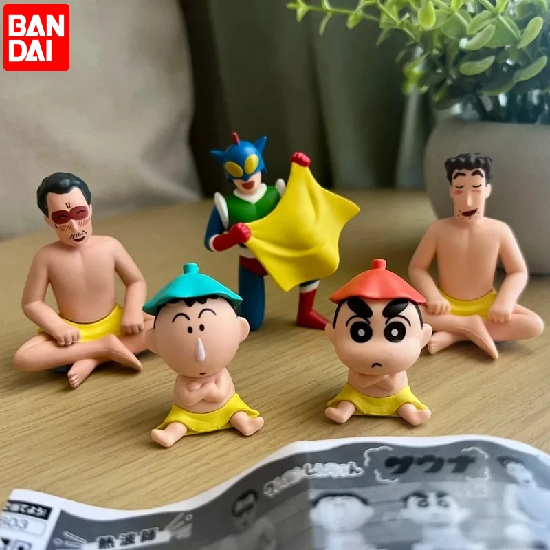 

Bandai Crayon Shin-chan Gashapon Sauna Modelling Action Kamen Boochan Anime Figures Toys Model Kid Birthday Gifts for Boys Girls