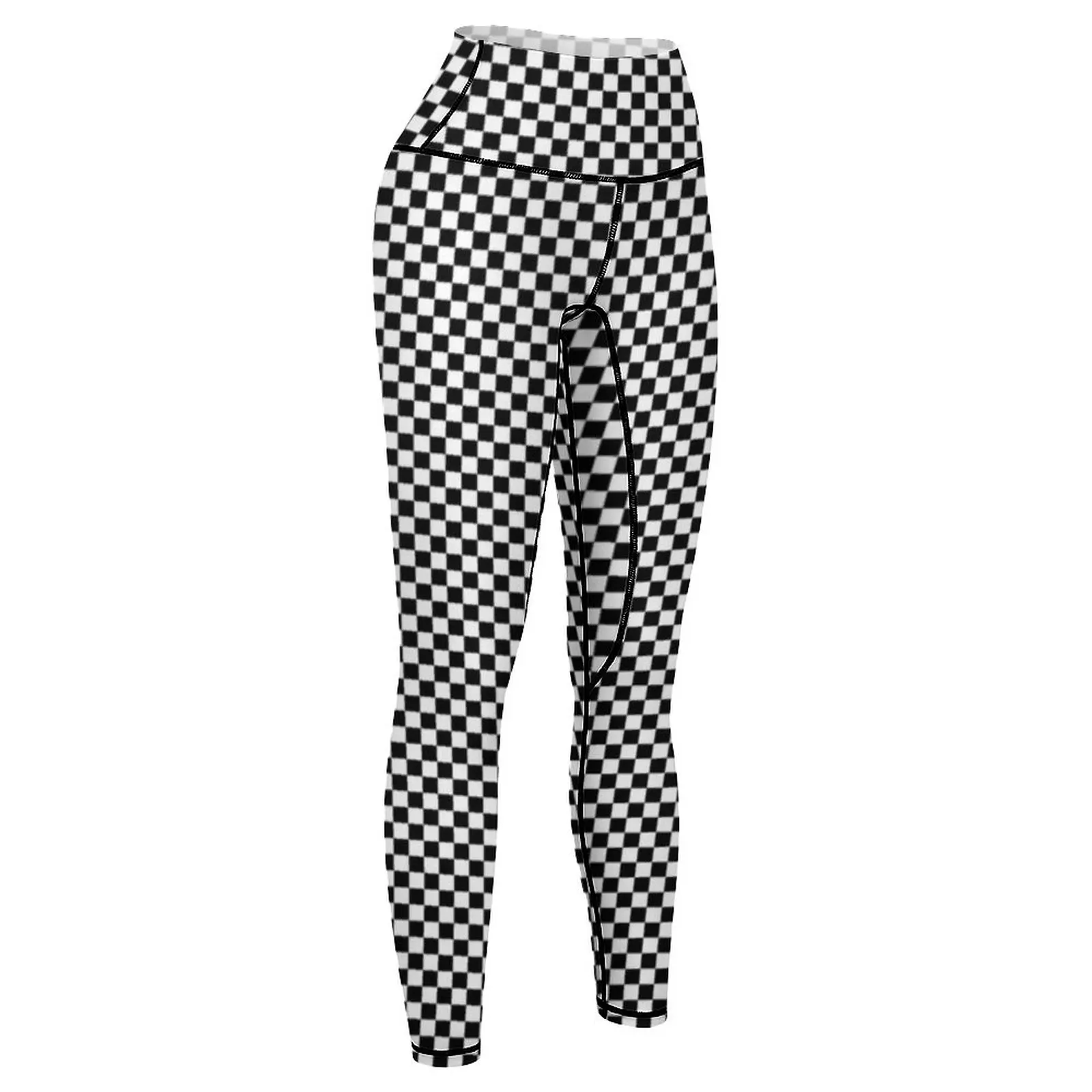 Small Black White Check Motorsport Race Flag Checkered Skirt Pillow Leggings sports tennis for Legging sport Womens Leggings