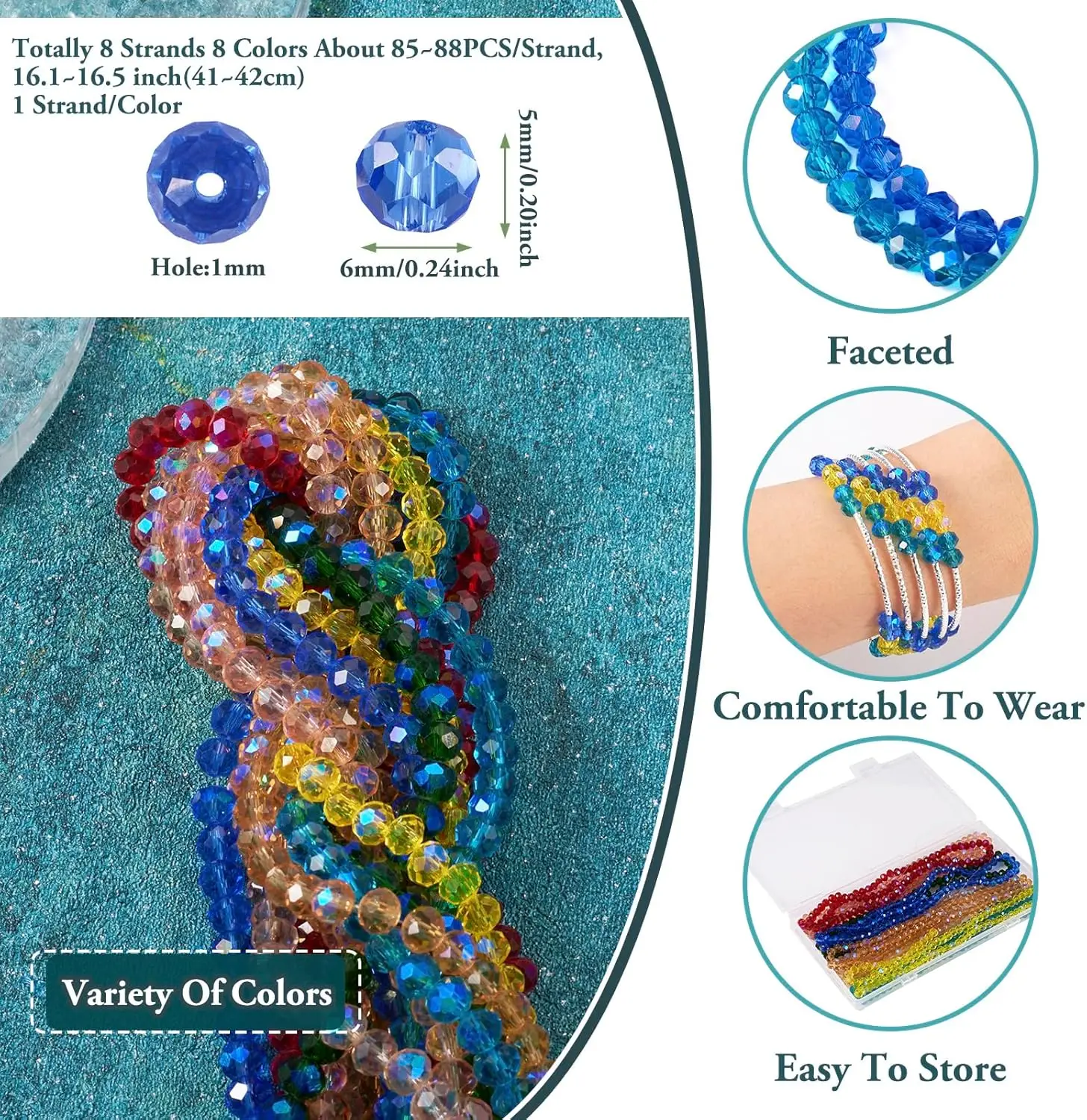 New Crystal Glass Cut Face Loose Beads Christmas Colored Wheels Flat Beads Jewelry Accessories