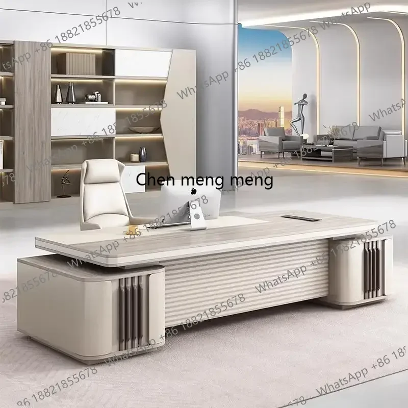 

European Modern Office Desk Filing Cabinets Standing Minimalist Office Desk Conference Long Straight Wooden Bureau Furniture