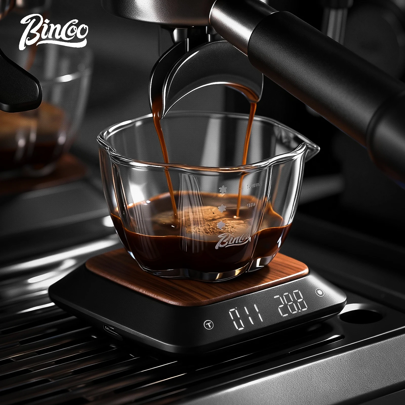 Bincoo Espresso Pour Over Smart Scale Mini Digital Coffee Scale with Timer 2 Function Modes Waterproof Surface 0.1g Precision