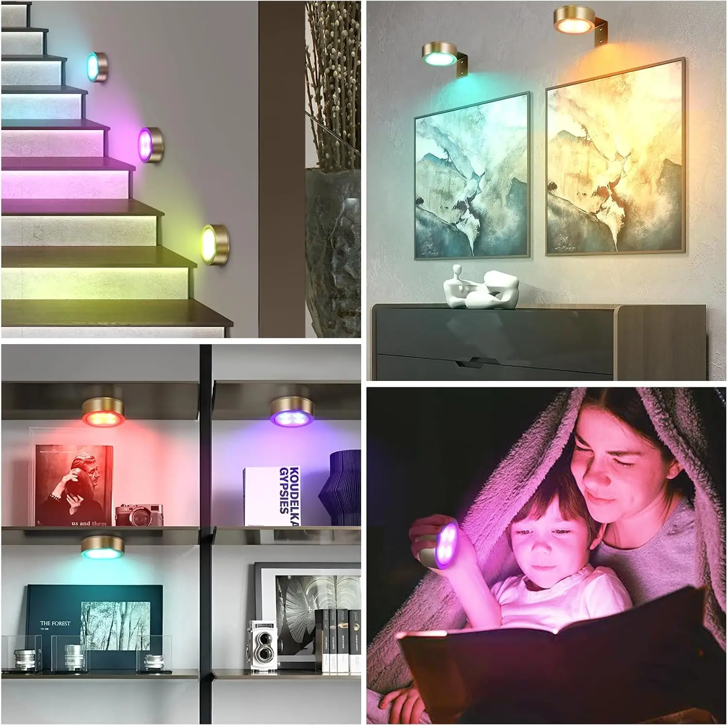 RGB  Wireless Wall Light Dimmable Led Spotlight For Lighting Paintings Pictures Battery-Powered Lamp Home Wall Lamp Led Light