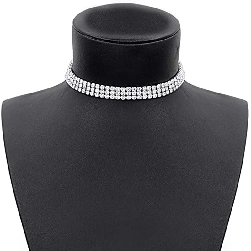 Rhinestone Choker Necklace for Women Wedding Party Jewelry Body Chain Crystal Bundle Neck Element Chokers Collar Jewelry Gifts