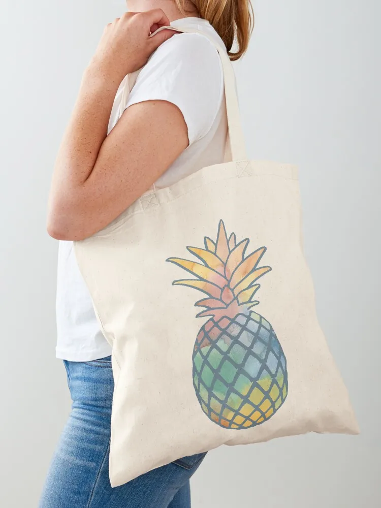 

Hand-Painted Watercolour Pineapple Tote Bag bags luxury women custom fabric bag Gift bag shoping