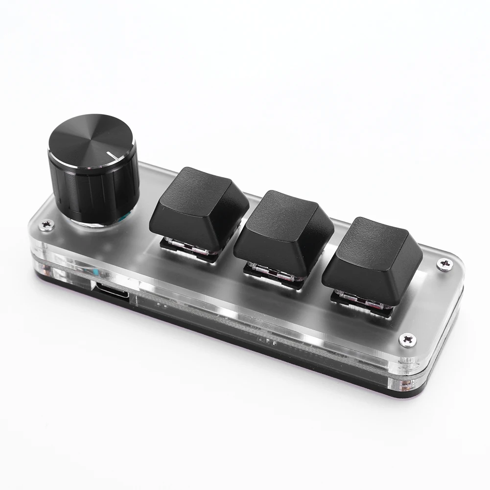 3 Key 1 Knob/4 Key Programming Macro Custom Knob Keyboard RGB Wired USB One Handed Hotswap Mechanical Gaming Keyboard
