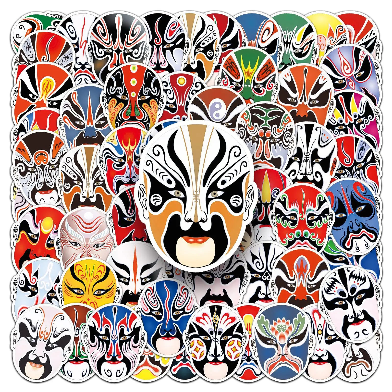 60PCS Beijing Opera Pattern Of The Make-up Stickers Traditional Chinese Culture Graffiti Decoration Notebook Suitcase Guitar Toy