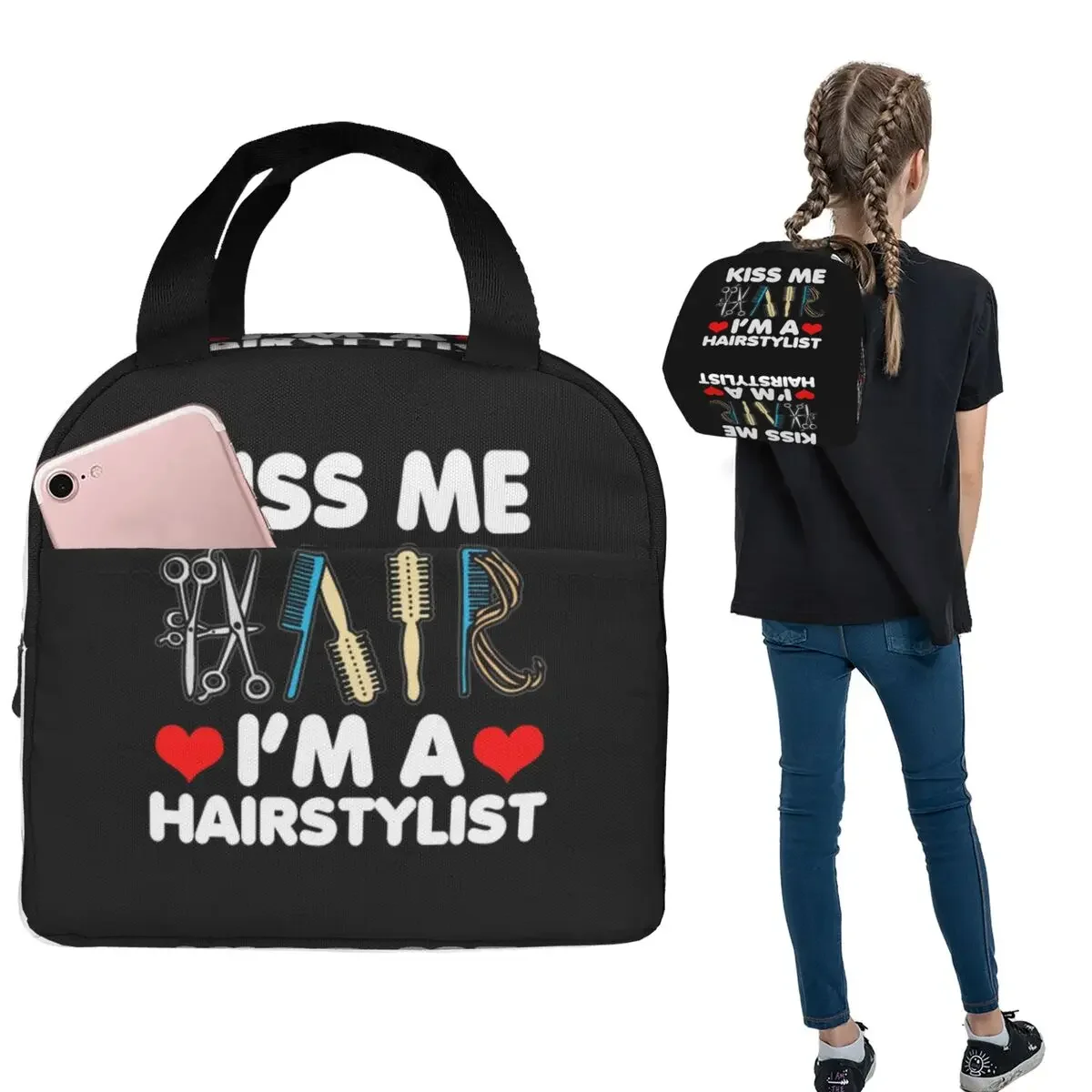 

Термосумка для обедов с принтом «Barber Hairdresser Kiss Me I'm A Hairstylist» для женщин и детей, герметичная, для еды, термоконтейнер-тоут
