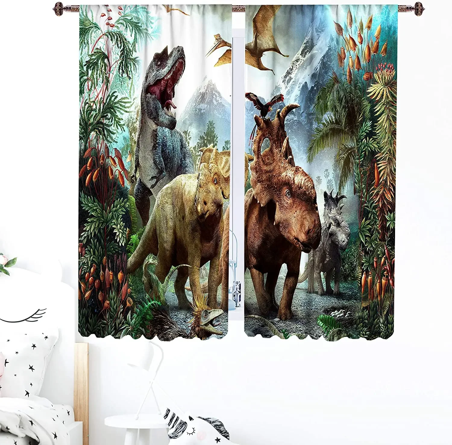 Living Room Decoration Blackout Curtains Ancient Animal Dinosaur Bedroom Living Room Luxury Curtains Can Be Short Curtains