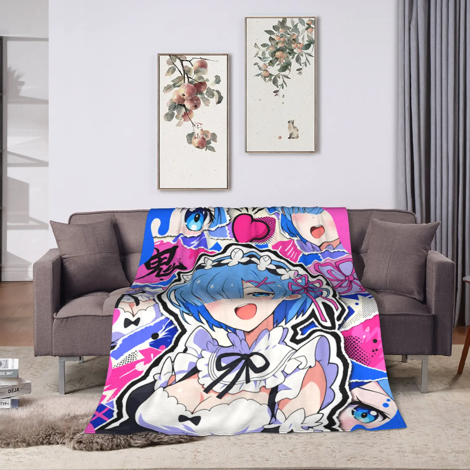 Anime Re Life In A Different World From Zero Rem Warm Soft Blanket Plush Throw Blanket Living Room Flannel Bedspread Bed Cover