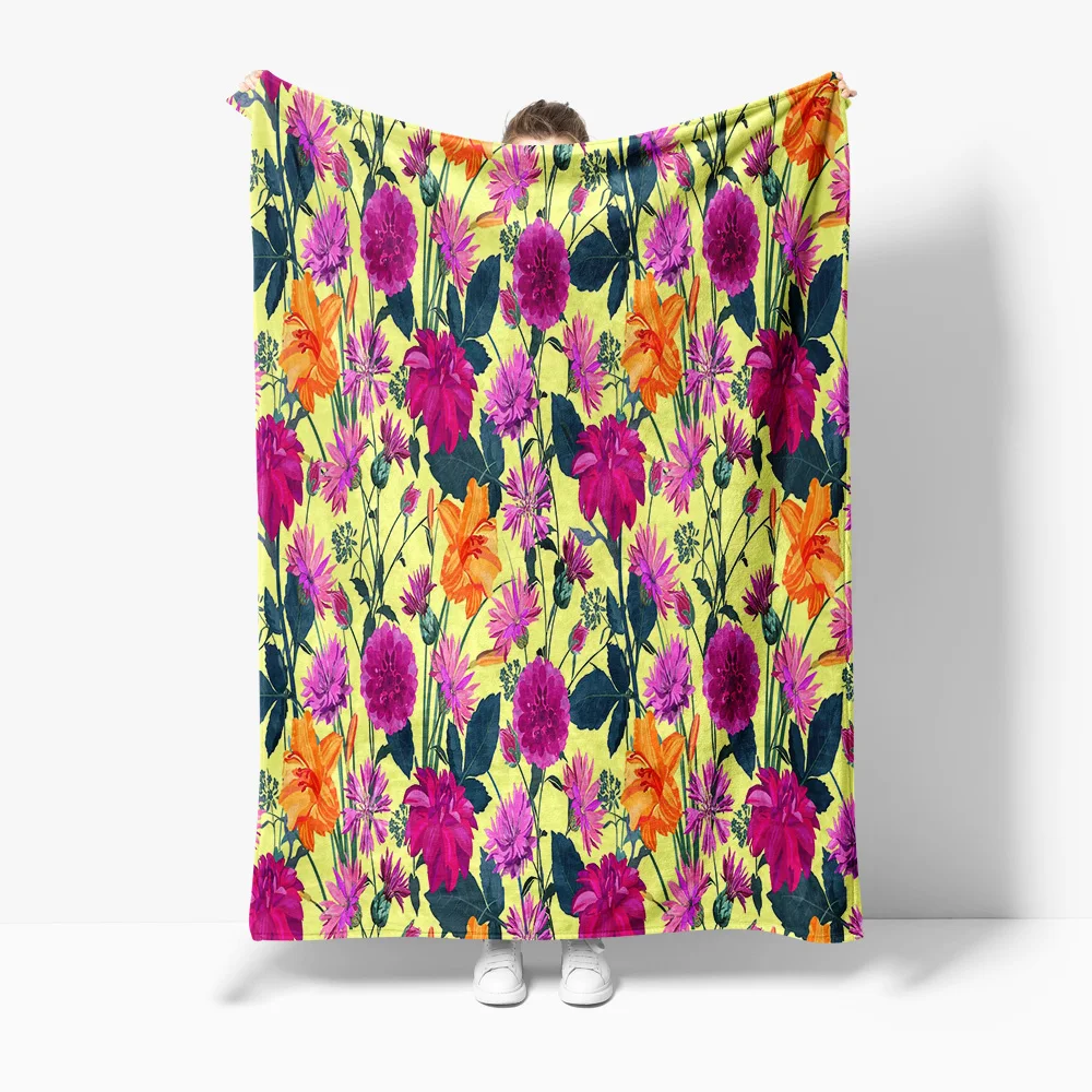 

Флисовое одеяло с ярким цветочным принтом, мягкое уютное одеяло для дивана-кровати, украшение для спальни, подарок