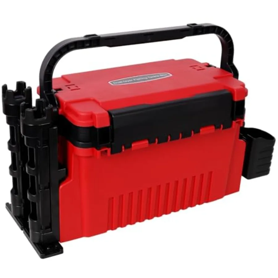 

Двухслойный органайзер для рыболовных снастей с держателями для удочек, подстаканниками и ремнем для переноски - водонепроницаемая, сверхпрочная система хранения 11 л