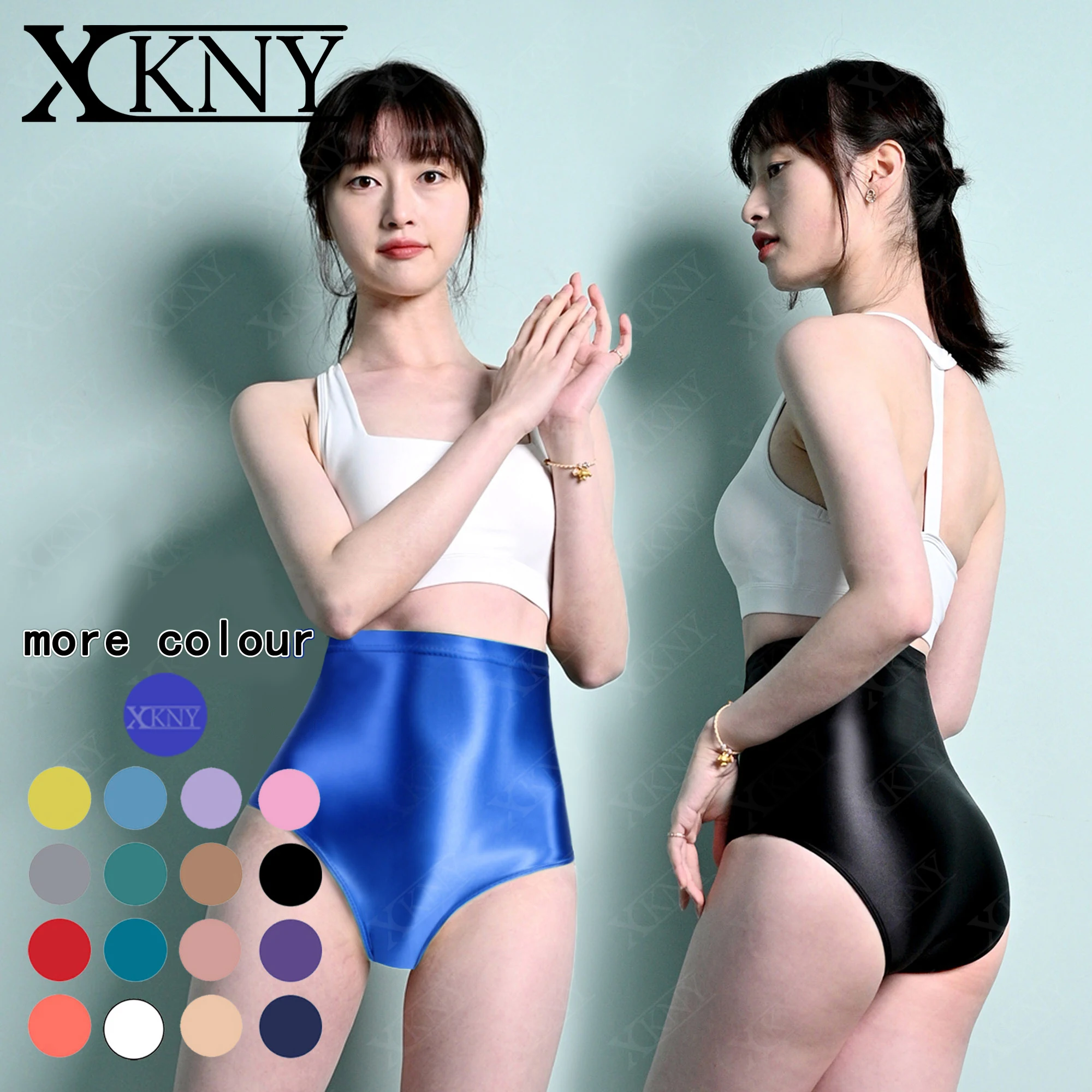 XCKNY glossiness series briefs lustrous pants bikini super high waist tights can be worn outside satin glossy underwear