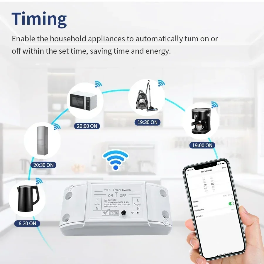 WiFi Cozylife مفتاح ذكي 10A/16A/20A قواطع وحدة لاسلكية عن بعد التبديل أليكسا جوجل المنزل بواسطة Tuya APP التحكم الصوتي عن بعد