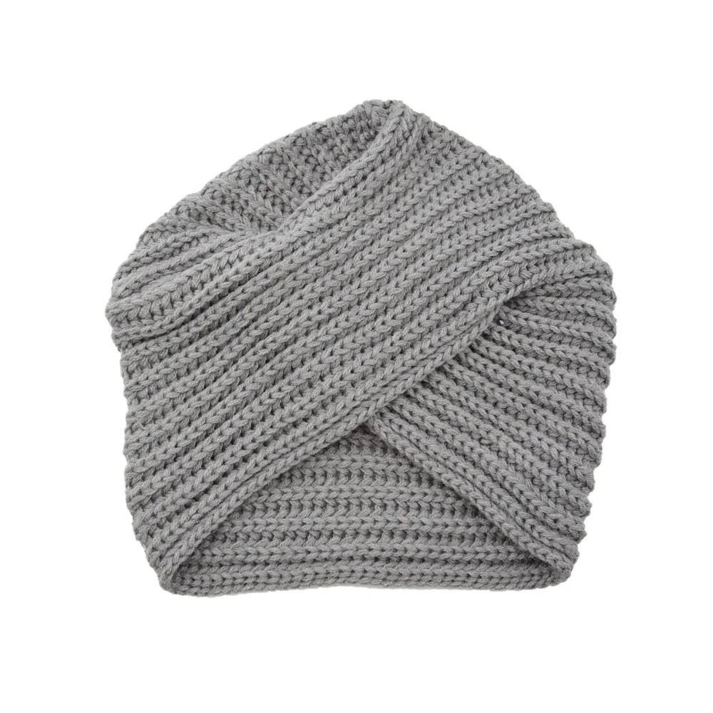 Skullies Beanies Women\'s Knitted Turban Hats Indian Muslim Woolen Crossover Bohemian Cap Hat for Women Bonnet Femme Hiver Beanie