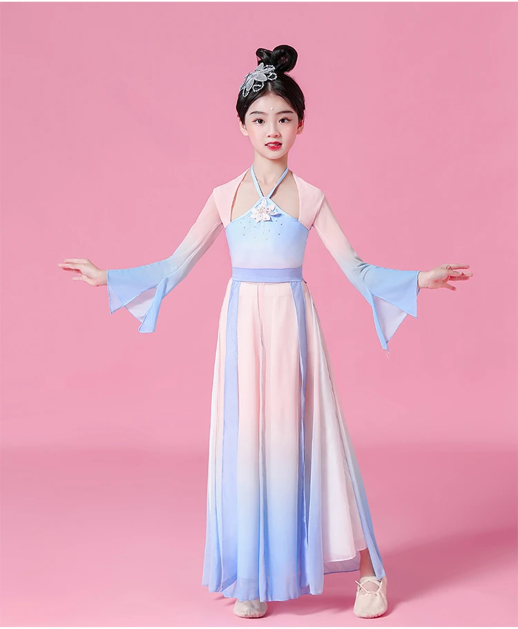 Chinese costume hanfu new children's classical stage costumes umbrella dance ethnic girls Yangko clothing fan dance