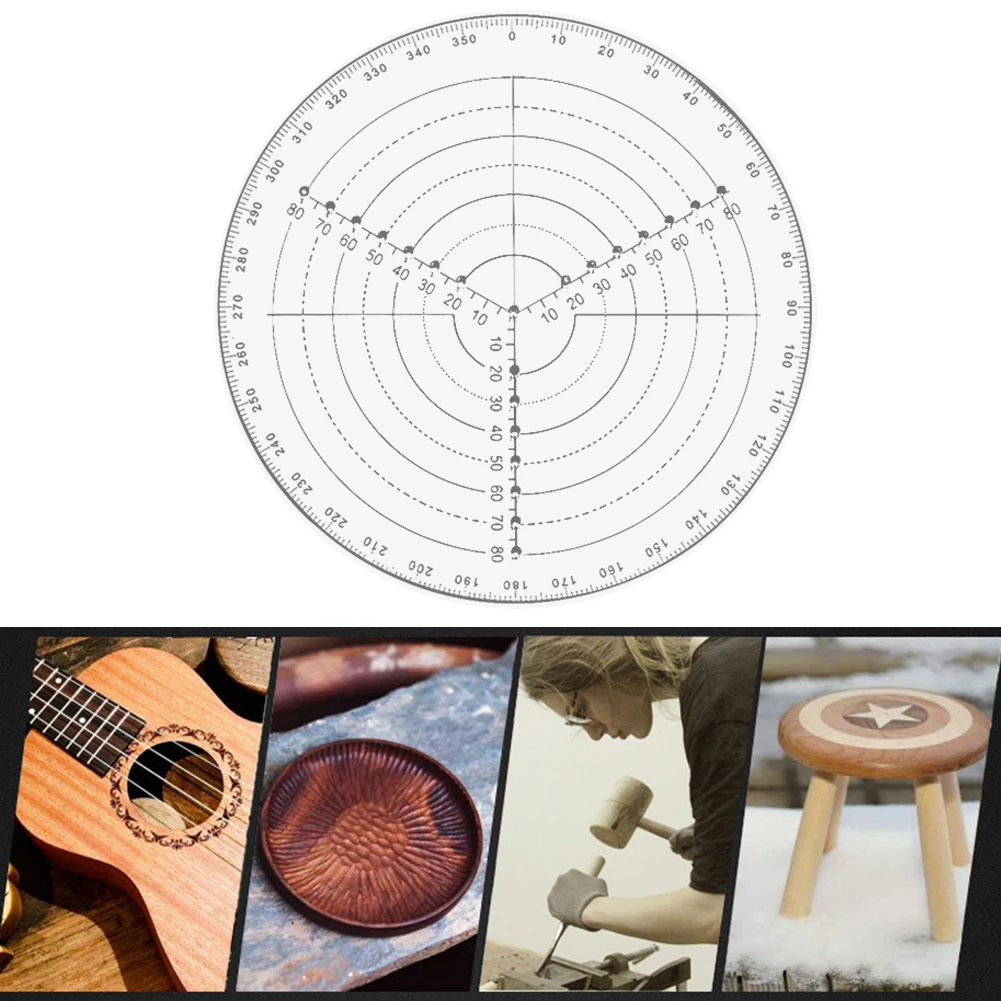 Creative Round Center Clear Acrylic Finder Lathe Work Compass Circle Gauge Processing Tools for Wood Turning Drawing