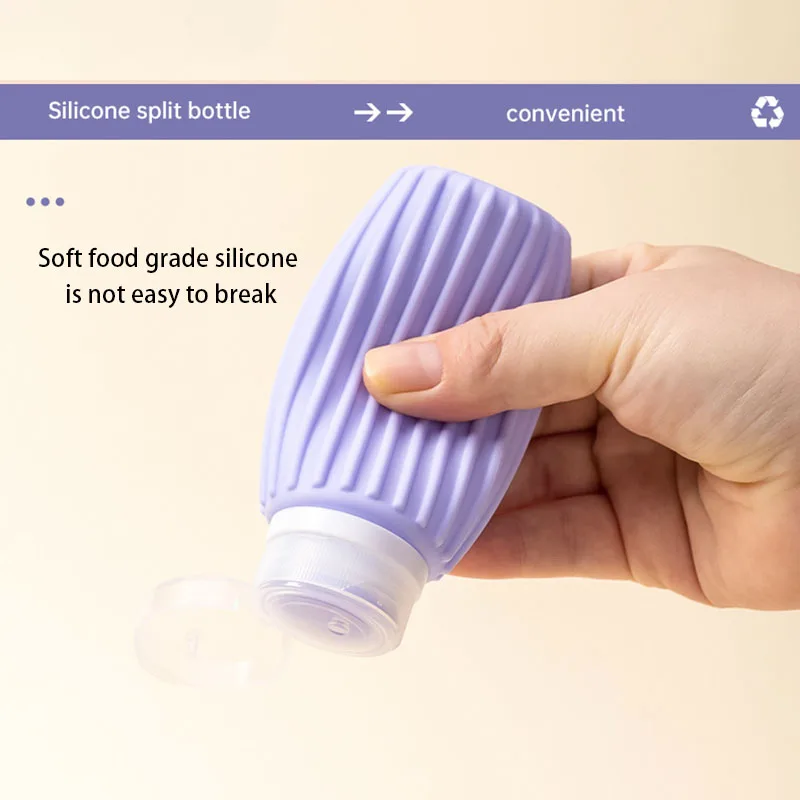 60/90ML Silicone Refillable Bottles Portable Squeeze Empty Shower Gel Lotion Bottle Large Capacity Shampoo Sub-Bottling Travel