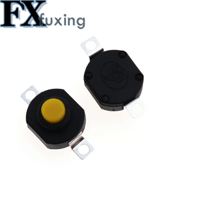 10/20Pcs 2Pin Horizontal Flashlight Button Switch 1412-KD Self Lock ON-OFF SPST Yellow Push button 1.5A 250V AC Length 1412KD