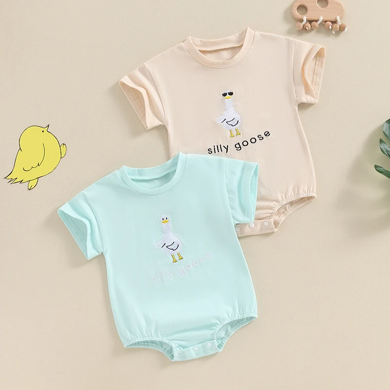 

Tregren 0-18Months Infant Baby Boy Girl Rompers Cute Short Sleeve Crew Neck Baseball Embroidery Bodysuit Newborn Summer Playsuit