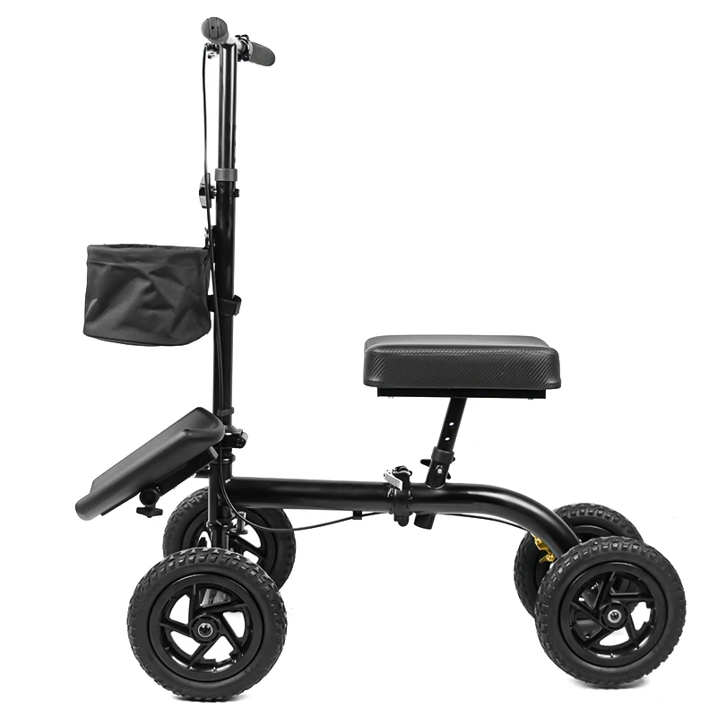 Adjustable outerdoor used knee walker scooter for broken foot rolling knee rollator walker with basket Steel new style