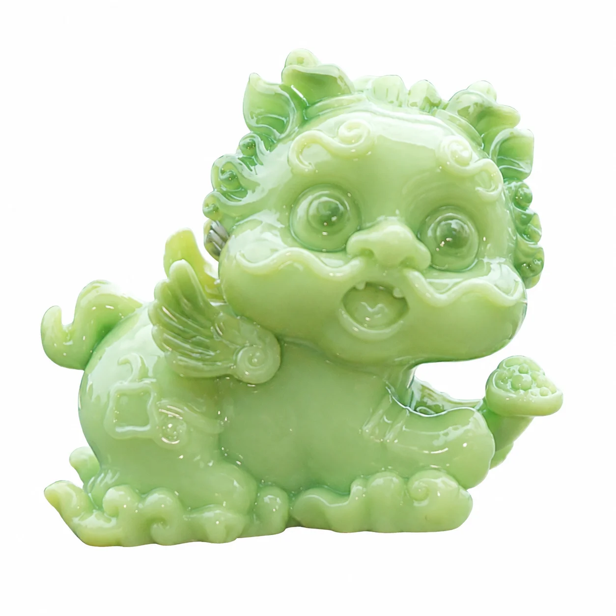Faux Jade Pi Xiu Resin Figurine Chinese Traditional Wealth Statue for Home Office Good Luck Decoration Crafts