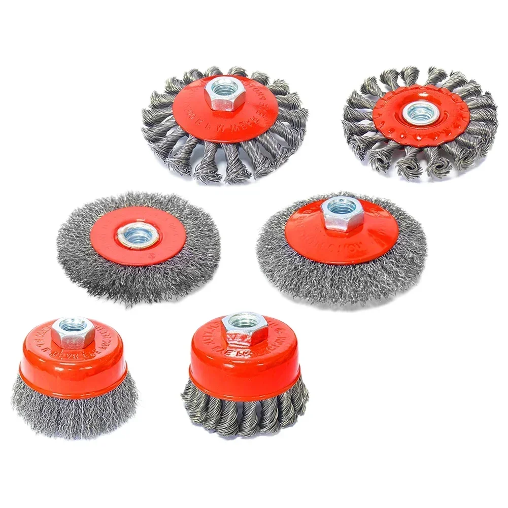 

6pcs Wire Brushes Wheel Cup Brush Cleaning Rust Removal Descaling Deburring Brush For Drills Cordless Screwdrivers Angle Grinder