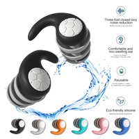 3-Layer Silicone Earplugs for Swimming & Sleep, Noise Cancelling & Waterproof, Reusable Noise Reduction (40dB), 1 Pairs