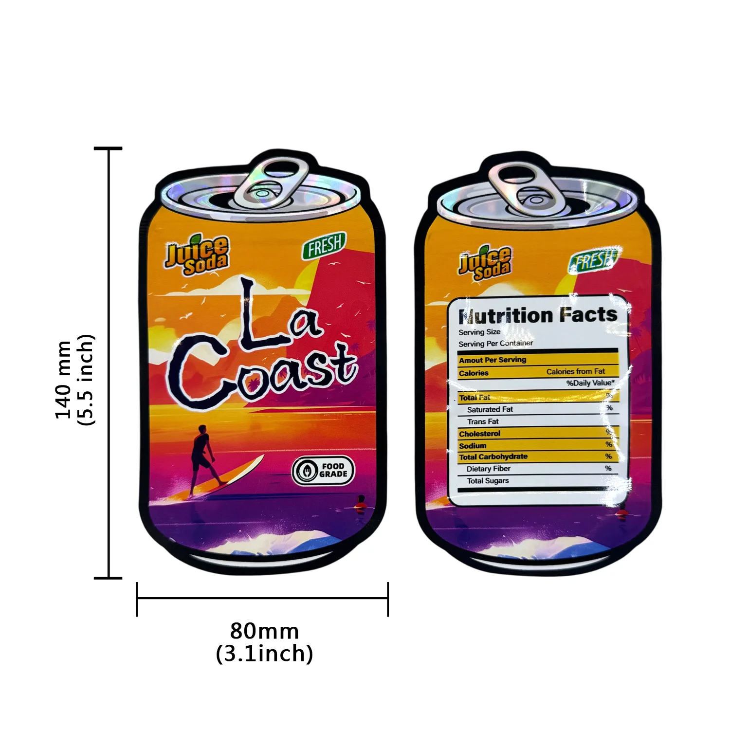 Car Juice Can Shape Empty Irregular Die Cut Shape Mylar Bags 3.5g Plastic Zipper Lock Storage Pouch Smell Proof Packaging Case view 3