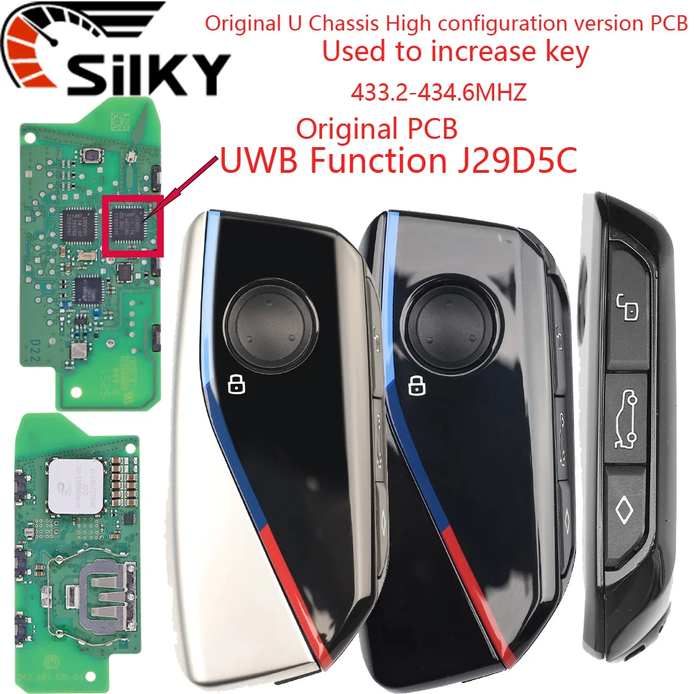 SilKY OEM U Chassis PCB IYZBK1 433MHZ UWB J29D5C 49CHIP Car Remote Key For BMW1 2 X1 X2 IX1 1X2 U06 U10 U11 U12 MINI Countryman