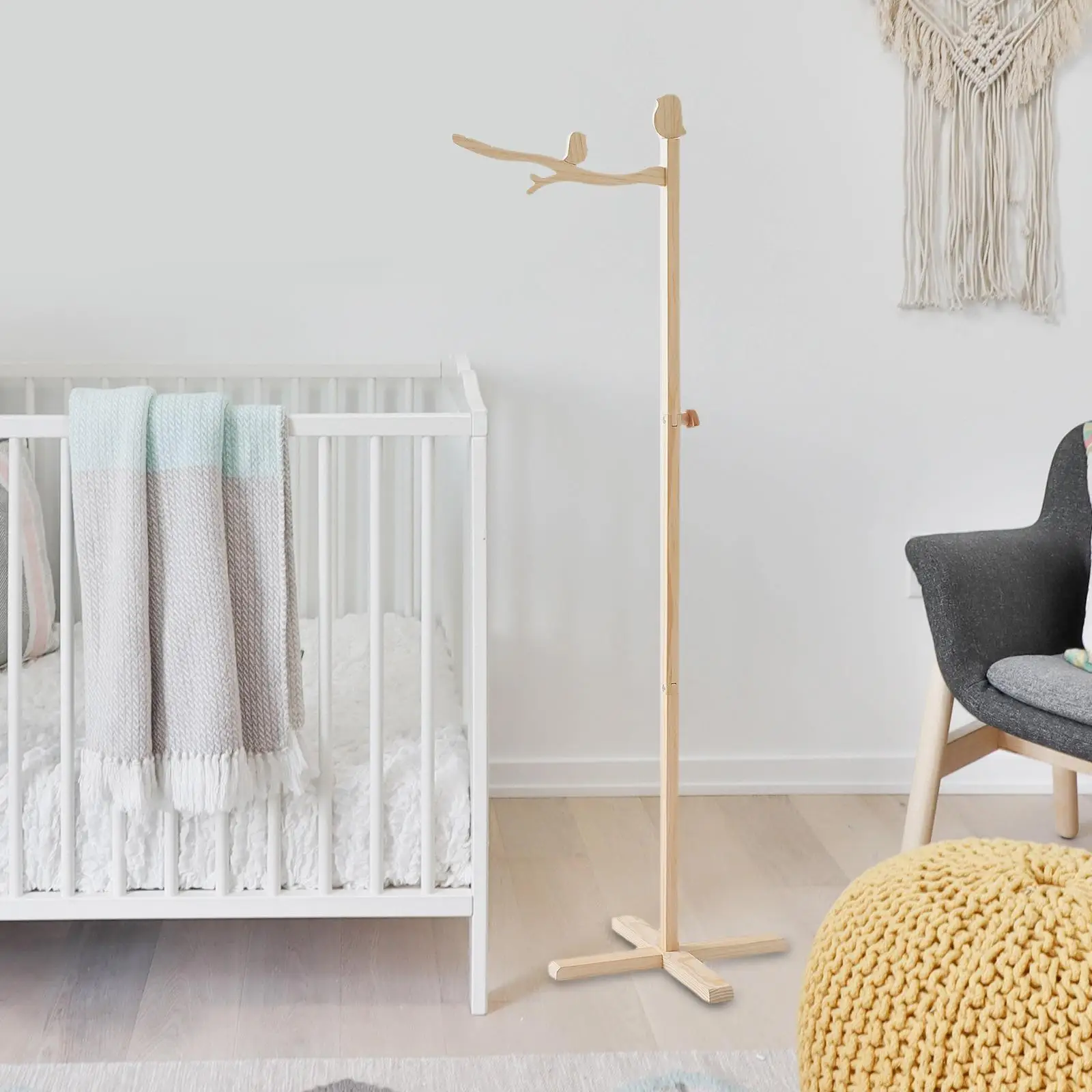 Baby Mobile Holder Arm Wooden Crib Mobile Arm,Floor Standing,DIY Rack Movable Baby Mobile Hanger for Boys Girls Bedroom