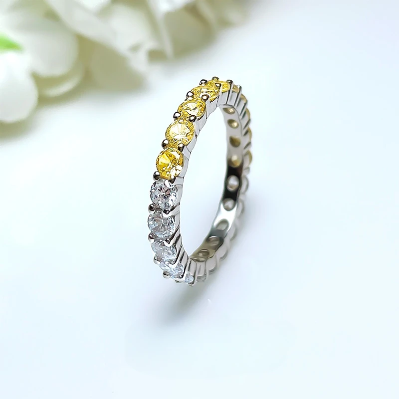 Fashionable Full Diamond Ring with Colorful Treasure Ring and High Sense Ring 925 Silver High Carbon Diamond Wedding Jewelry image 3
