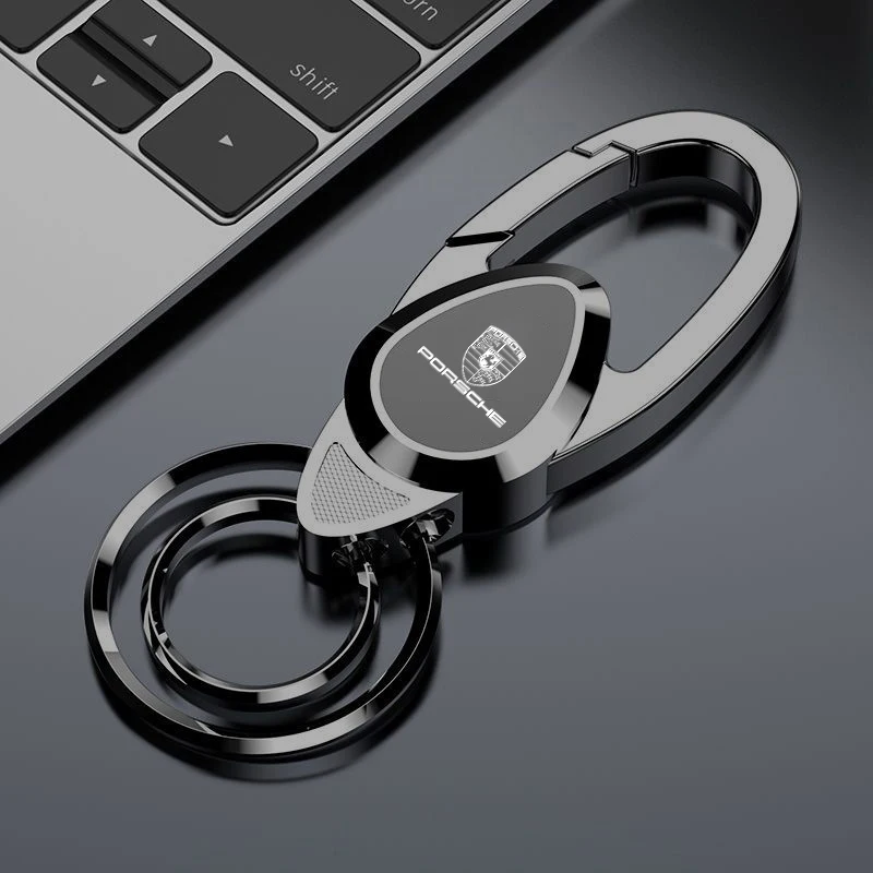 Metal Car Keychain Key Ring Anti-Loss Keyring Pendant For Porsche Cayenne Panamera Macan 911 718 Taycan Boxster Cayman 918 Pajun