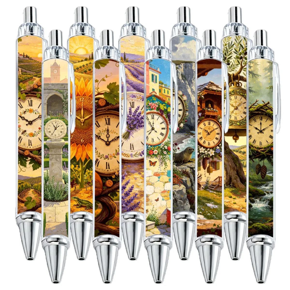 10 PCS Plant Clock Theme Neutral Pens