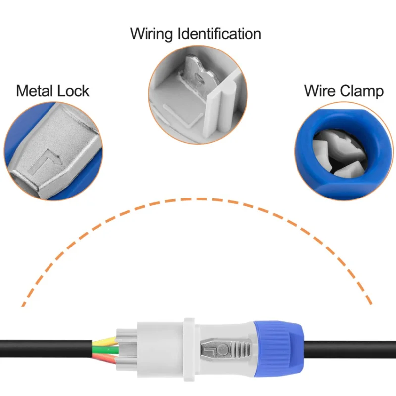 For Neutrik For Powercon Connector 3 Pin Male Female Panel Mount 10PCS For Stage Light AC250V 20A Power Cable Adapter-A86G