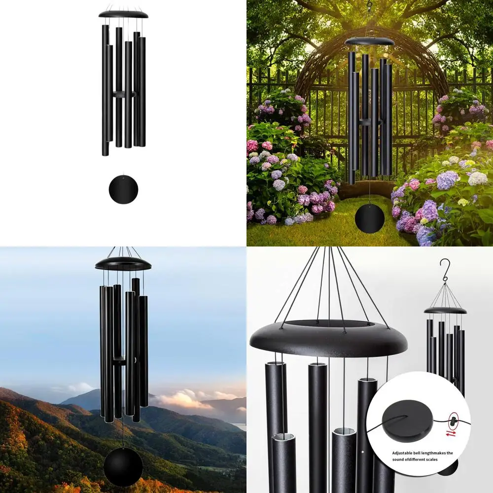 

Large Outdoor Memorial Wind Chimes, Deep Tone for Sympathy Gifts, Black